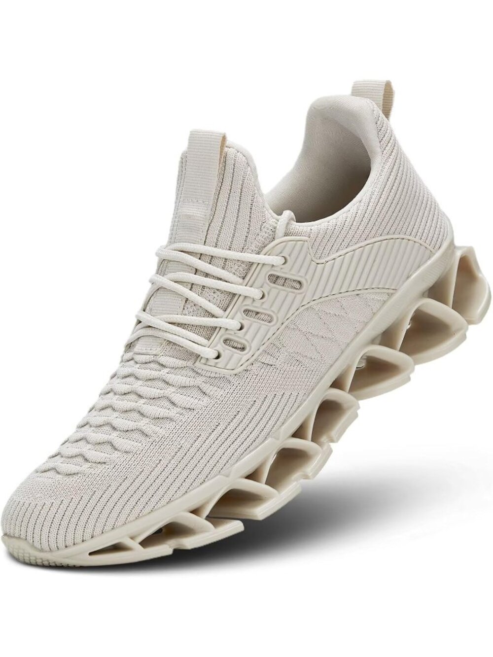 Womens Beige Mesh Slip on Walking Running Shoes Tennis Casual Fashion Sneakers